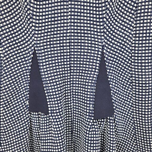 Thakoon Sleeveless Pleated Skater Mini Dress 6 Navy Geometric Polka-dot Italy - Picture 2 of 12